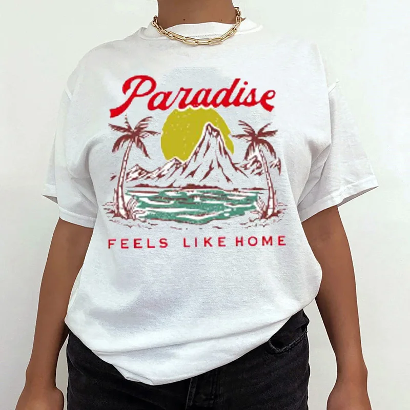 Paradise Cotton Material Retro  Cute T Shirts O-neck Casual Summer Woman Tshirts 2022 Fashion Streetwear Kawaii Clothes