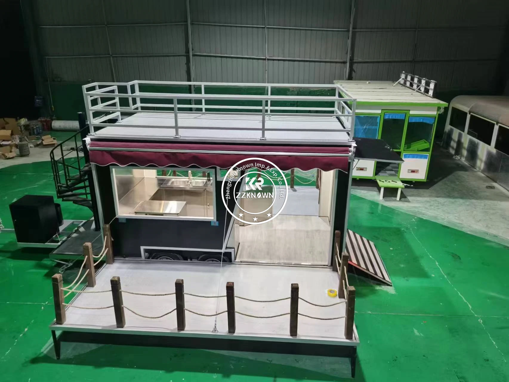 In den USA zugelassene Doppeldecker-Lebensmittelanhänger, zusammenklappbarer Lebensmittelwagen, Salat, 10 Fuß Behälter, Bar, Restaurant mit Dach-Café-Design