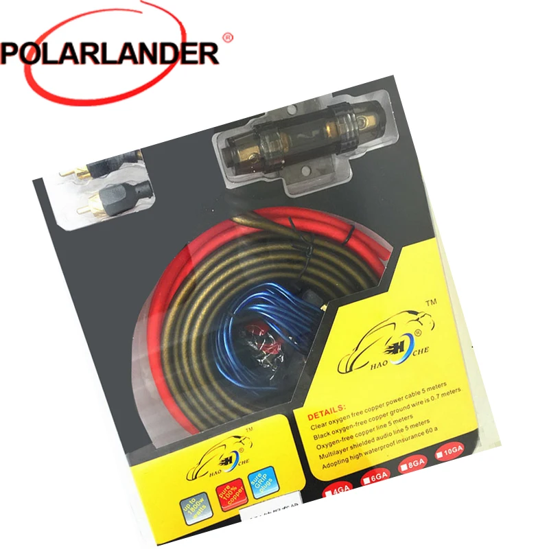 1500W Car Subwoofer Wiring Kit - 10GA Oxygen-Free Copper Cable AGU Fuse Holder Gold RCA Remote Wire Complete Kit