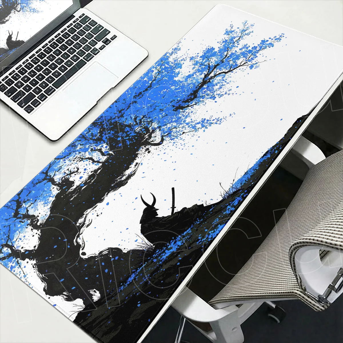 Samurai Warrior Mouse Pad Computer Gaming Accessories Gamer Keyboard Deskmat Red Cherry Blossom Mousepad Office Non-slip Cushion
