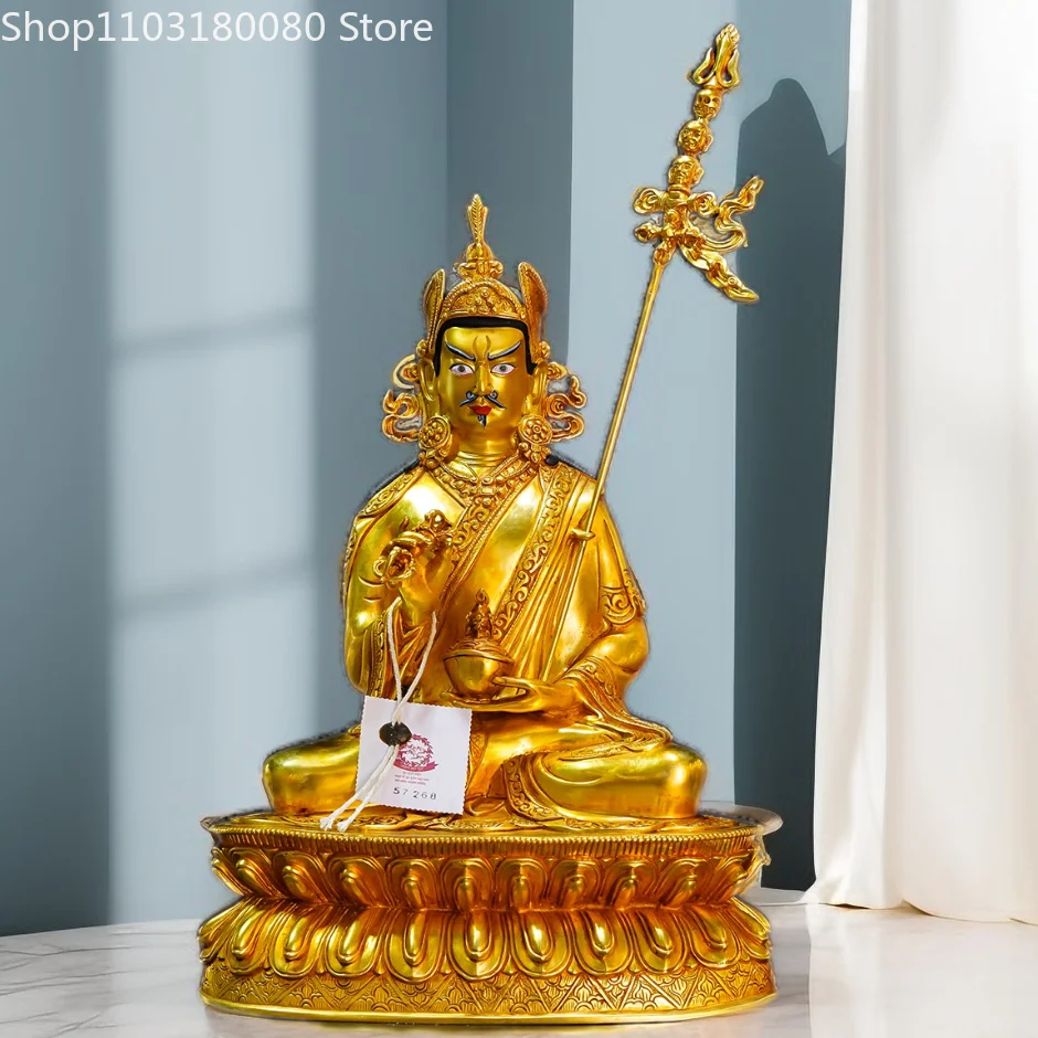 

Copper gilding carve Padmasambhava buddha statue Tibet buddhism Guru Rinpoche sculpture 34cm,20cm,15cm