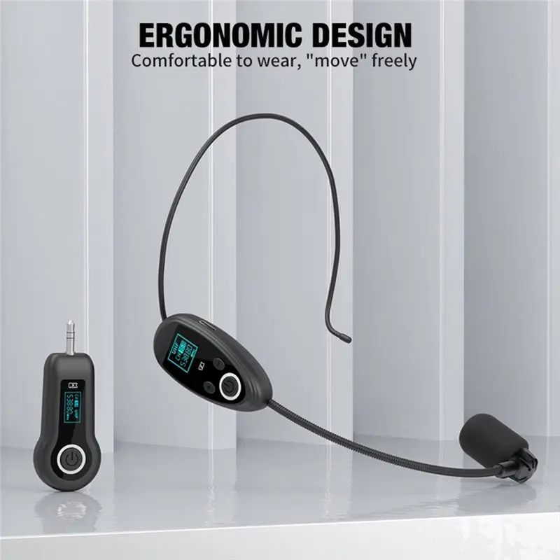 Winter Essential 2.4G UHF Wireless Microphone Headset With Handheld Transmitter And Rechargeable Receiver For Teaching, Speech,