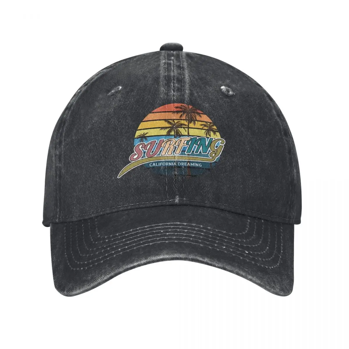 Surfing Sunset Palm Tree Baseball Hats Funny Trucker Hat Dad Hats Adjustable Outdoor Baseball Cap for Men Women Cowboy Hat