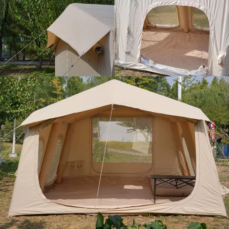 XMSJ Portable 13.68m Outdoor Waterproof Four Seasons Family Camping Tent Two Bedrooms 420D Oxford Cloth PVC Inflatable Design Qu