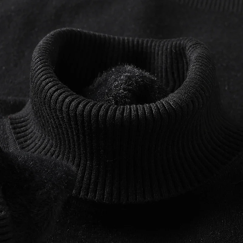 Sweatwear Mens Anti-pilling High Quality Knitted Turtleneck Sweater Slim Fit Long Sleeve Pullover Solid Color Trend Men Clothing