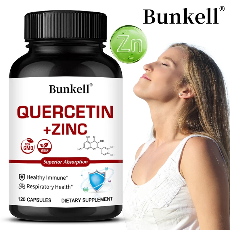 Quercetin + Zinc Vegetarian Capsules - Supports Immune, Skin and Bone Health, Nutrition Metabolism, Respiratory Health