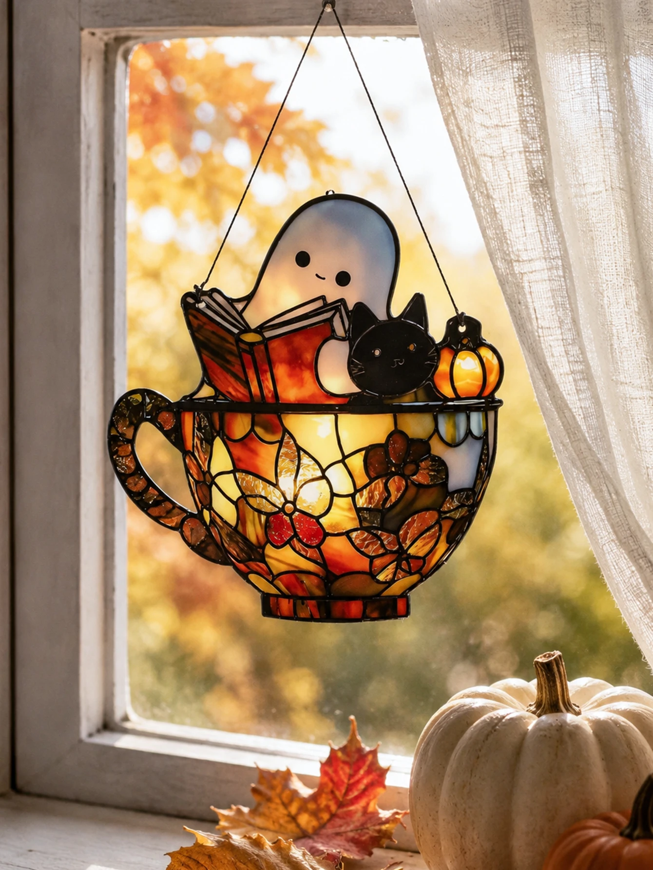 Cute Ghost Reading Book With B - Home Decor Halloween review and price