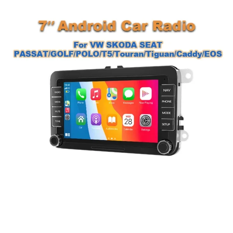 ESSGOO 7" Android 15 Autoradio 2GB+16GB/4GB+64GB Wireless CarPlay Android Auto GPS-Navigation für VW Golf 5 6 Touran Polo Caddy EOS Tiguan 6R Passat Seat FM BT RDS Bluetooth Mirror Link