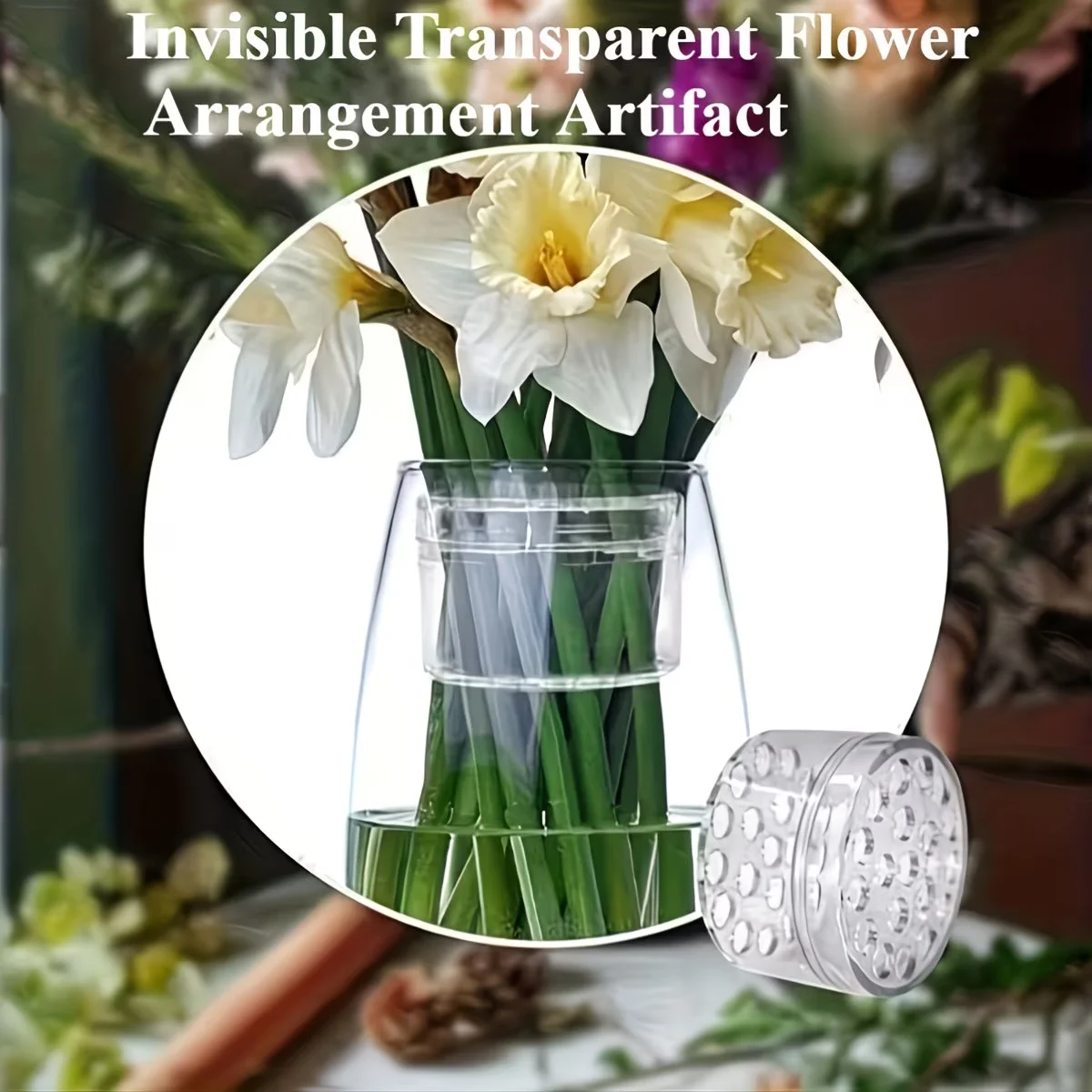 2Pcs Multi-Hole Floral Stem Holder Set, Fits Most Vase Sizes, Works for Fresh & Artificial Roses, Ideal for Flower Arrangements