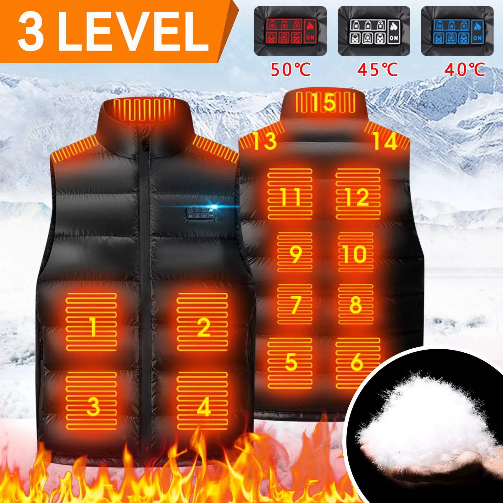 Men'sHeating Vest Vest Usb15 Vest Heating Piece Charging Heating Women's Coat Vest Basic Jackets Jaqueta Feminina Chaqueta Mujer