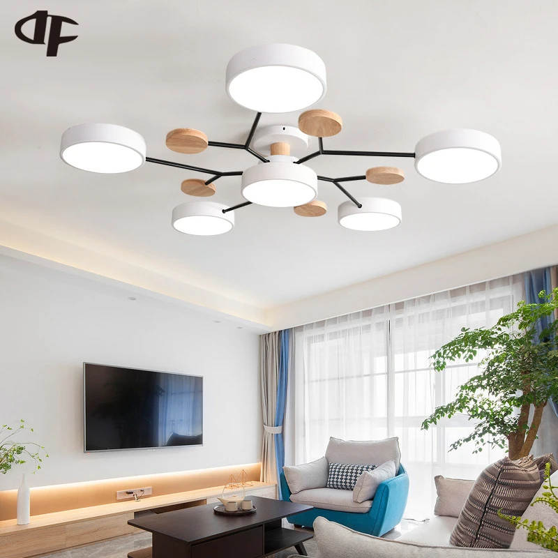 Scandinavian Led Ceiling Light,Living Room Chandelier Bedroom Kitchen Dining Room Ceiling Lights,Thick Lampshade Ceiling Mounted