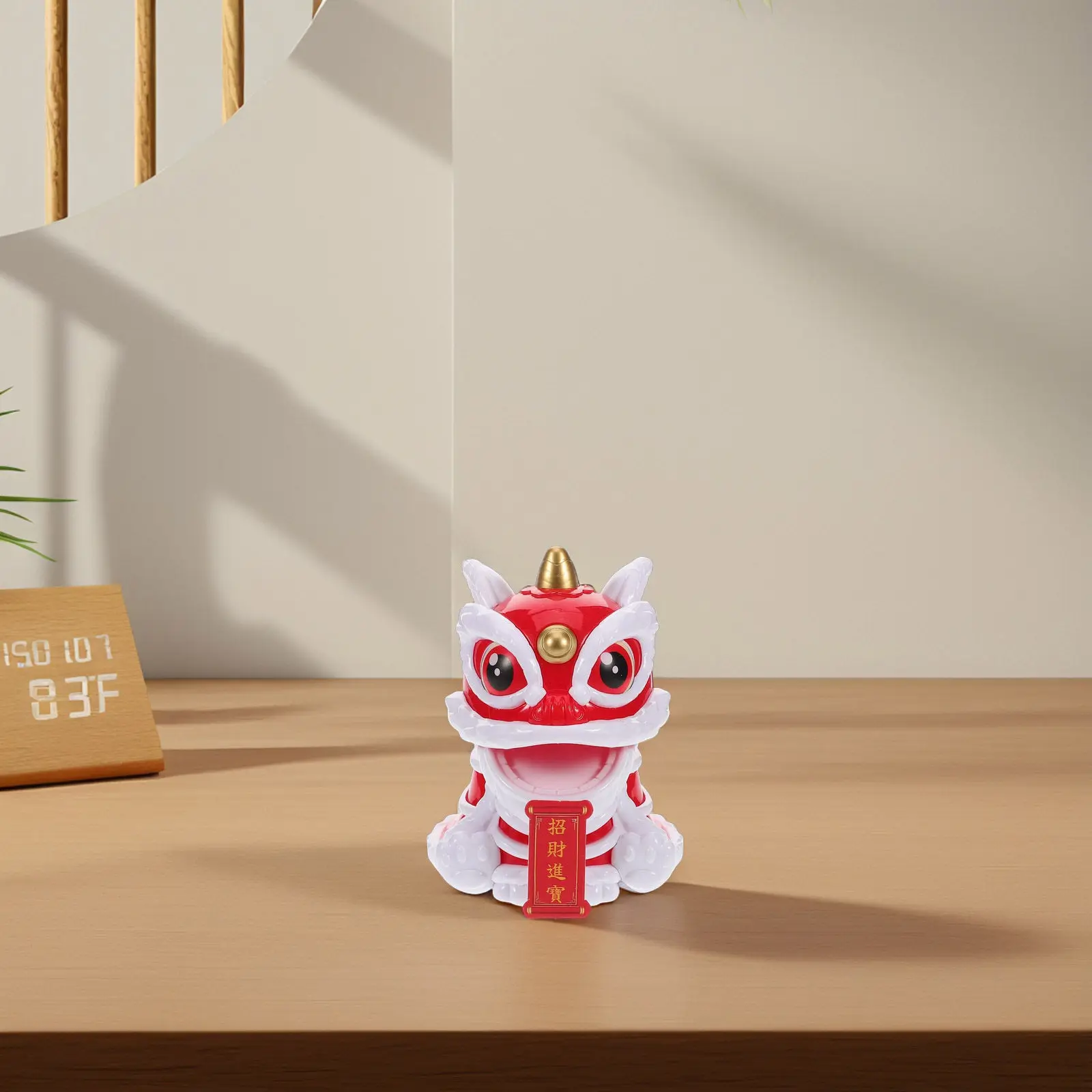 Solar Chinese Lion Bobblehead Ornament Car Dashboard Decoration Traditional Lion Dance Style Rocking Lucky Symbol