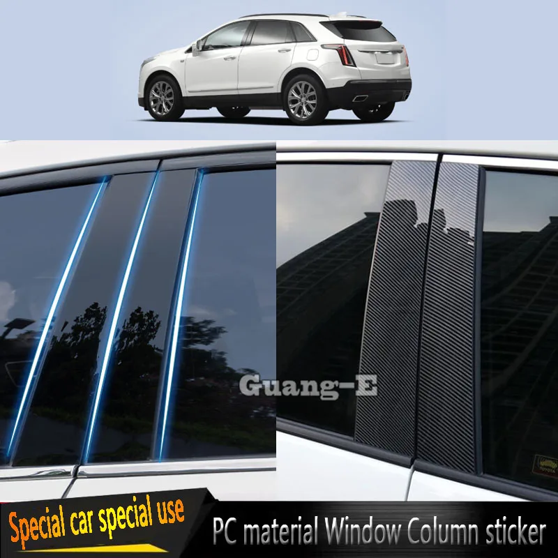 For Cadillac XT5 2016 2017 2018 2019 2020-2024 Car PC Material Pillar Post Cover Door Trim Window Molding Sticker Plate 6pcs