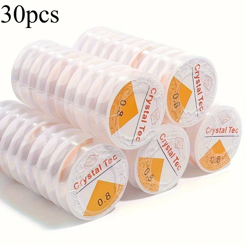 30pcs Transparent Crystal Elastic Thread Handmade Round Cord For Making Bracelet - DIY Beaded Essential Accessories