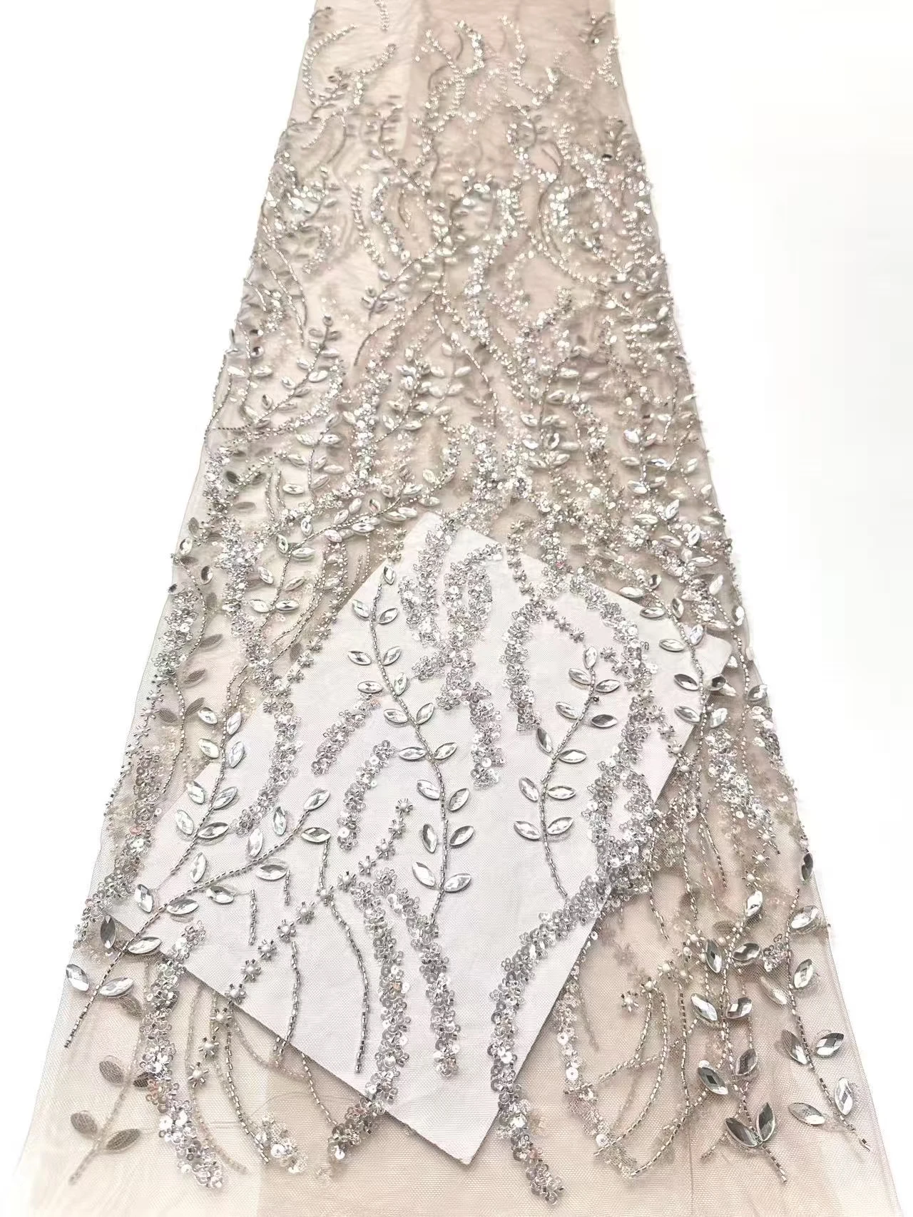 Blue 5 Yards African Lace Fabric 2026 High Quality French Beaded Luxury Tulle Nigerian Sequins Net Lace for Wedding Dress 2068