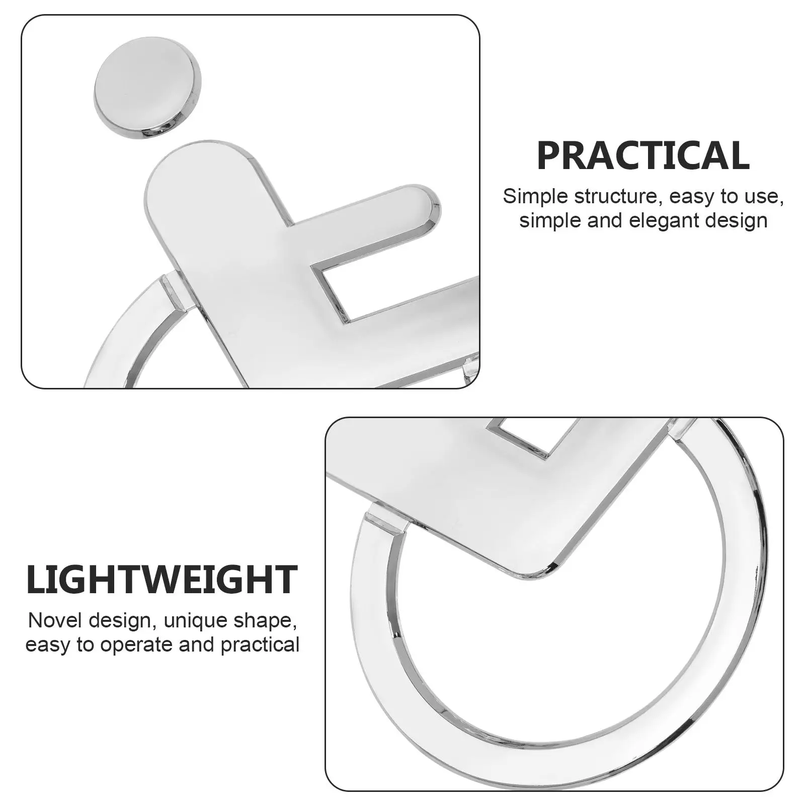 

ABS Wheelchair Disabled Restroom Sign for Toilet Bathroom Black Handicap Display Easy Install Lightweight Practical