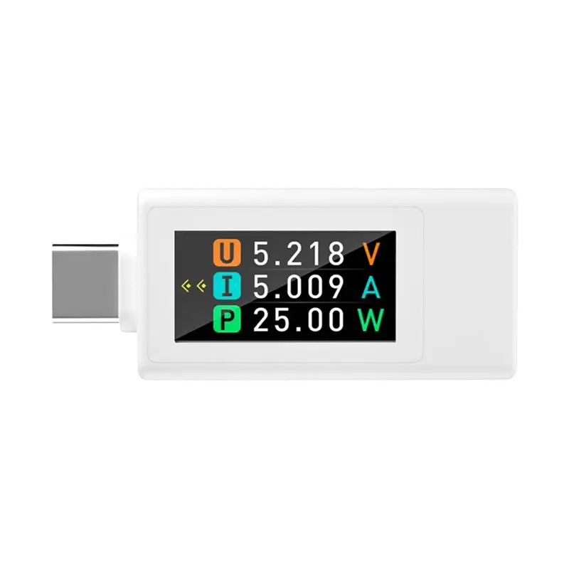 ABKW-KWS-1902L Type-C Current Voltage Monitor 4-30V 0-8A Power Off Storage Amp Volt Ammeter Detector Color Display White