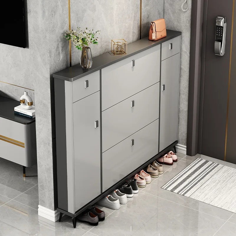 Ultra-thin shoe cabinet Household home tipping bucket Entrance cabinet Large capacity storage Narrow shoe rack