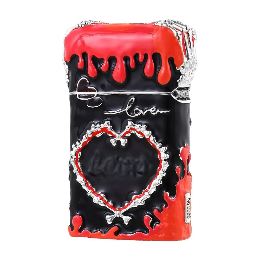 New Pink Skull Mini Narrow Model Fuel Lighter, Classic Windproof Grinding Wheel Lighter, Cigarette Accessories, Men's Gift