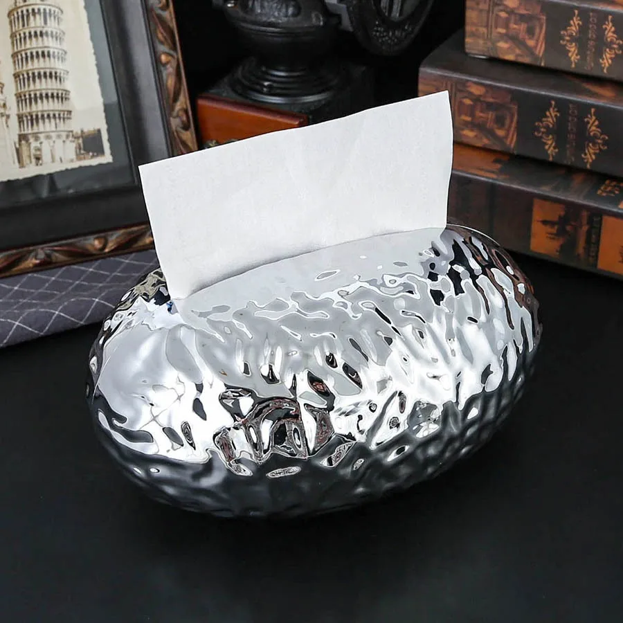 Simple Egg Shape Plastic Tissue Box Tissue Box Simple Ripple Household Living Room Dining Table Napkin Storage Box