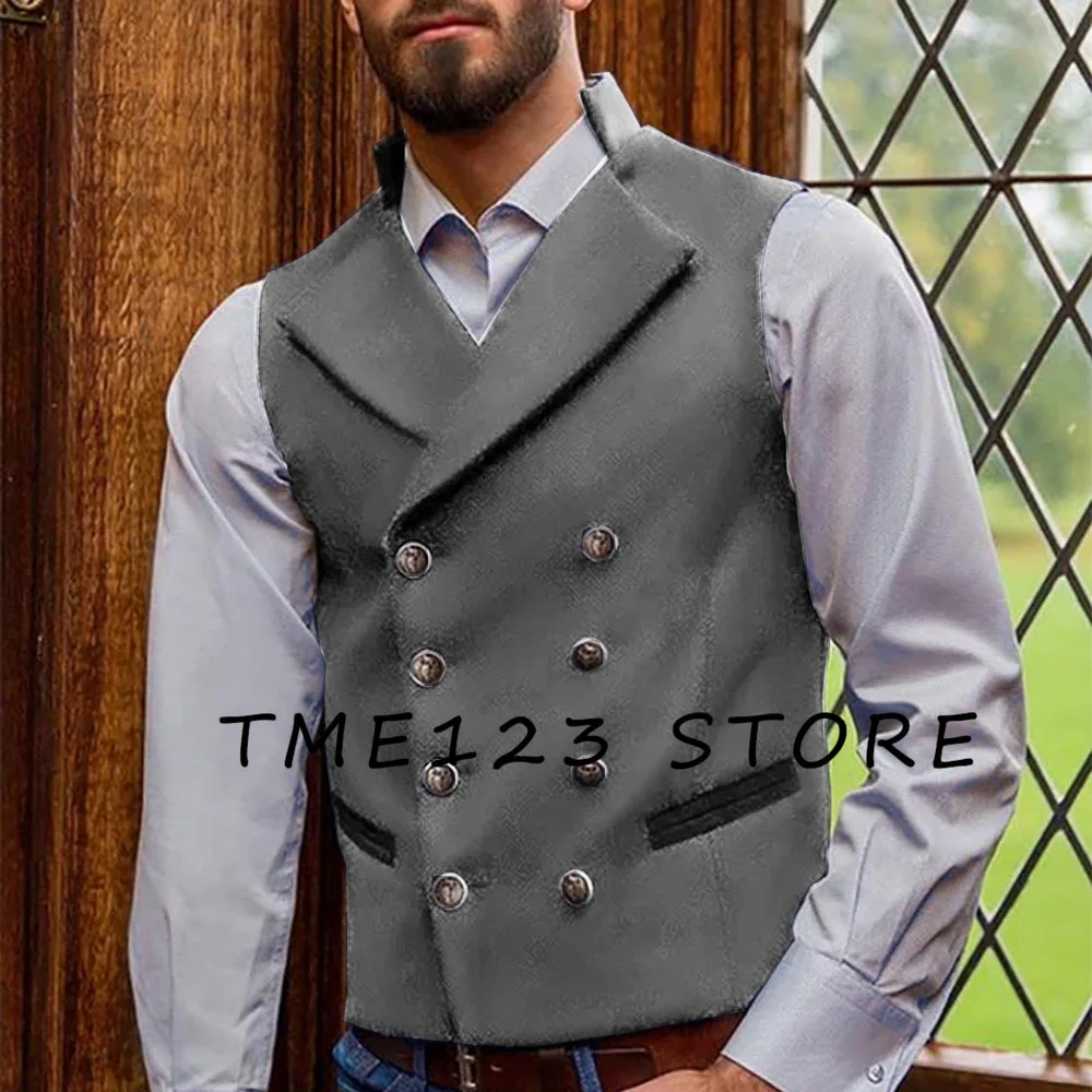 Men\'s Double Breasted Suit Vest Fashion Casual Slim Fit Clothing Business Office Tank Top Wedding Best Man Clothing