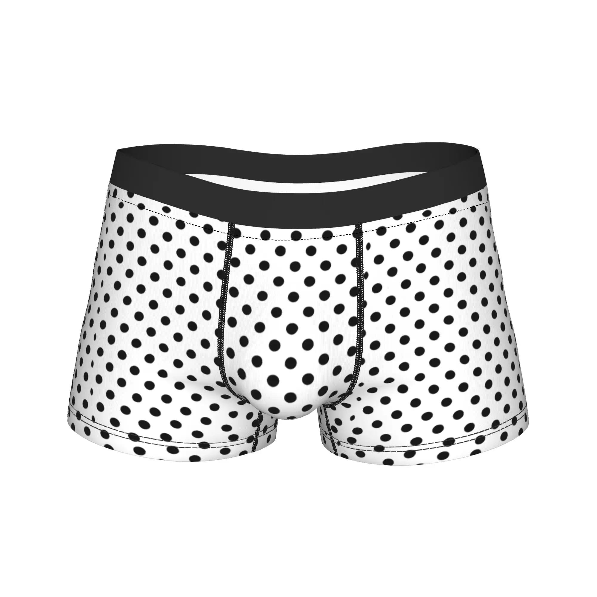 

White And Black Classic Polka Dot Print Underwear Custom DIY Boxer Shorts Quality Men's Panties Funny Boxer Brief Gift