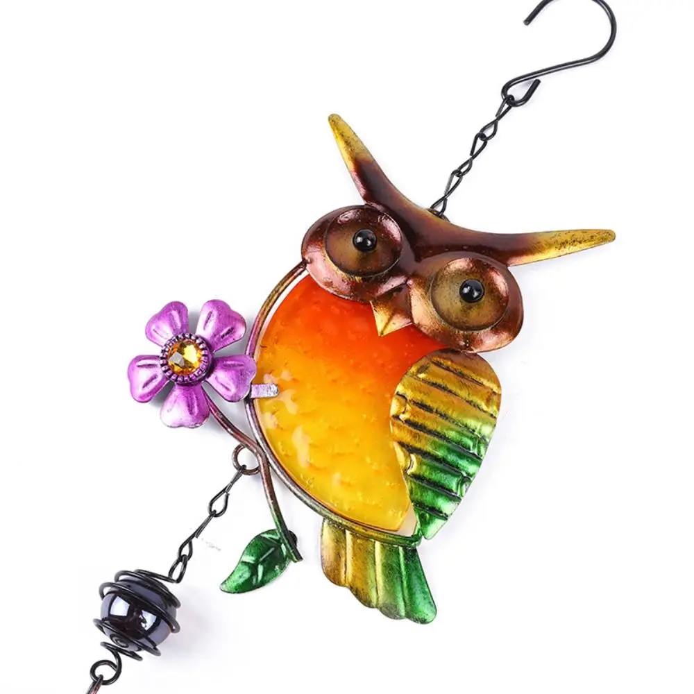 Craft Metal Owl Wind Chime Painted Vintage Bell Pendant Creative Cut Hanging Decoration Door