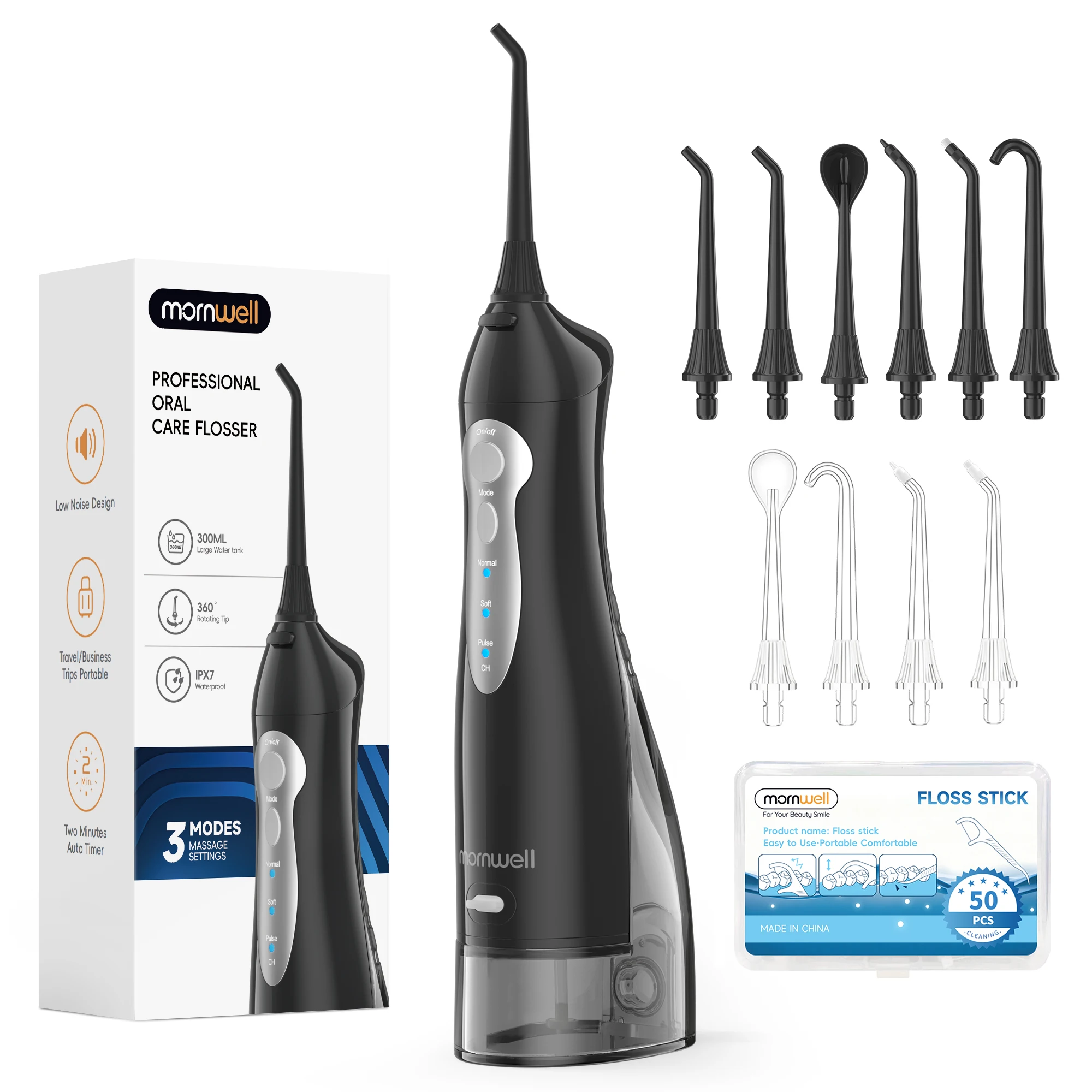 D52 Draagbare Draadloze Waterflosser USB Oplaadbare Waterstraal Floss Tandenstoker 4 Jet Tip 300 ml 3 Modi Tanden Schoon voor Reizen