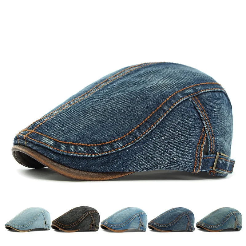 Four Seasons Cotton Solid Newsboy Caps Flat Peaked Cap Men and Women Painter Beret Hats 186