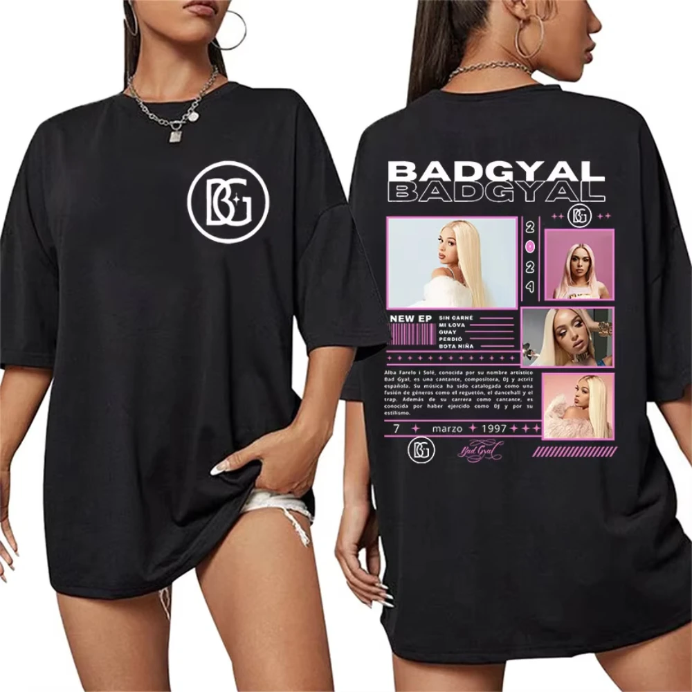 

Рэпер Bad Gyal Album Tour 2025, футболка с рисунком, мужская и женская эстетичная винтажная футболка с коротким рукавом, хлопковые футболки, уличная одежда