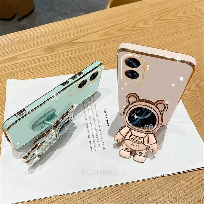 Honor90lite Glitter Quicksand Holder Plating Case For Huawei Honor 90 Lite 90lite 70 Pro X7a X8 X8a 4g 5g Silicone Stand Cover