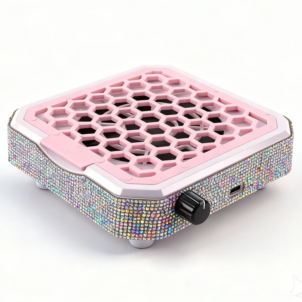 50-1 Nail Dust with Rhinestones and Filter Pad, Powerful Vacuum Fan, Stepless Control Knob, Ideal for Acrylic Nail Salon To