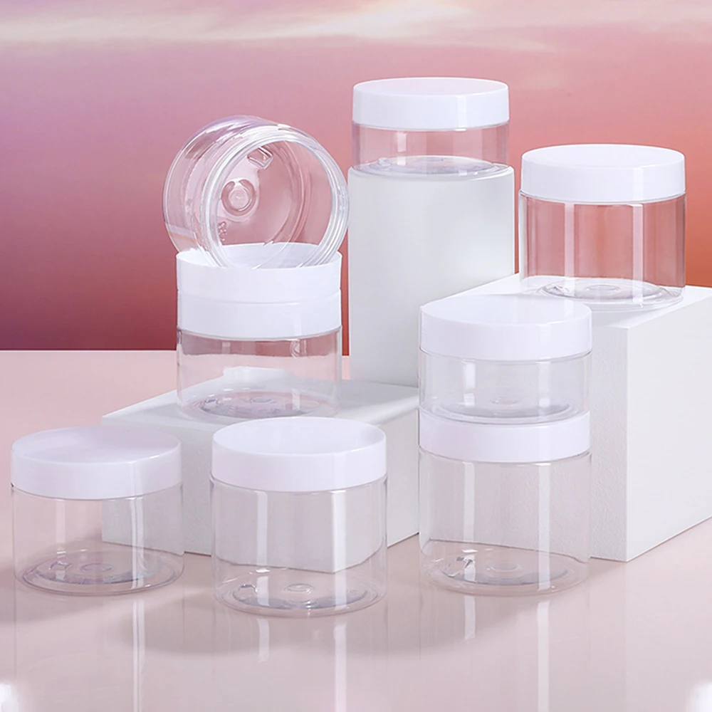 10/30pcs 50ml 100ml 150ml 250ml Empty Cosmetic Cream Jar with Aluminum Lid Storage Jar Makeup Bottle PET Makeup Pot Travel