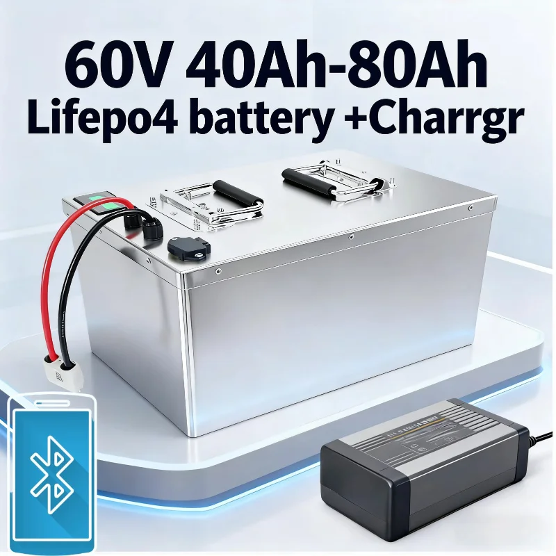 60V LiFePO4 Battery 40Ah 50Ah 60Ah 70Ah 80Ah | Rechargeable Iron Phosphate Battery for E-bike Electric Scooter Electric Motorcyc
