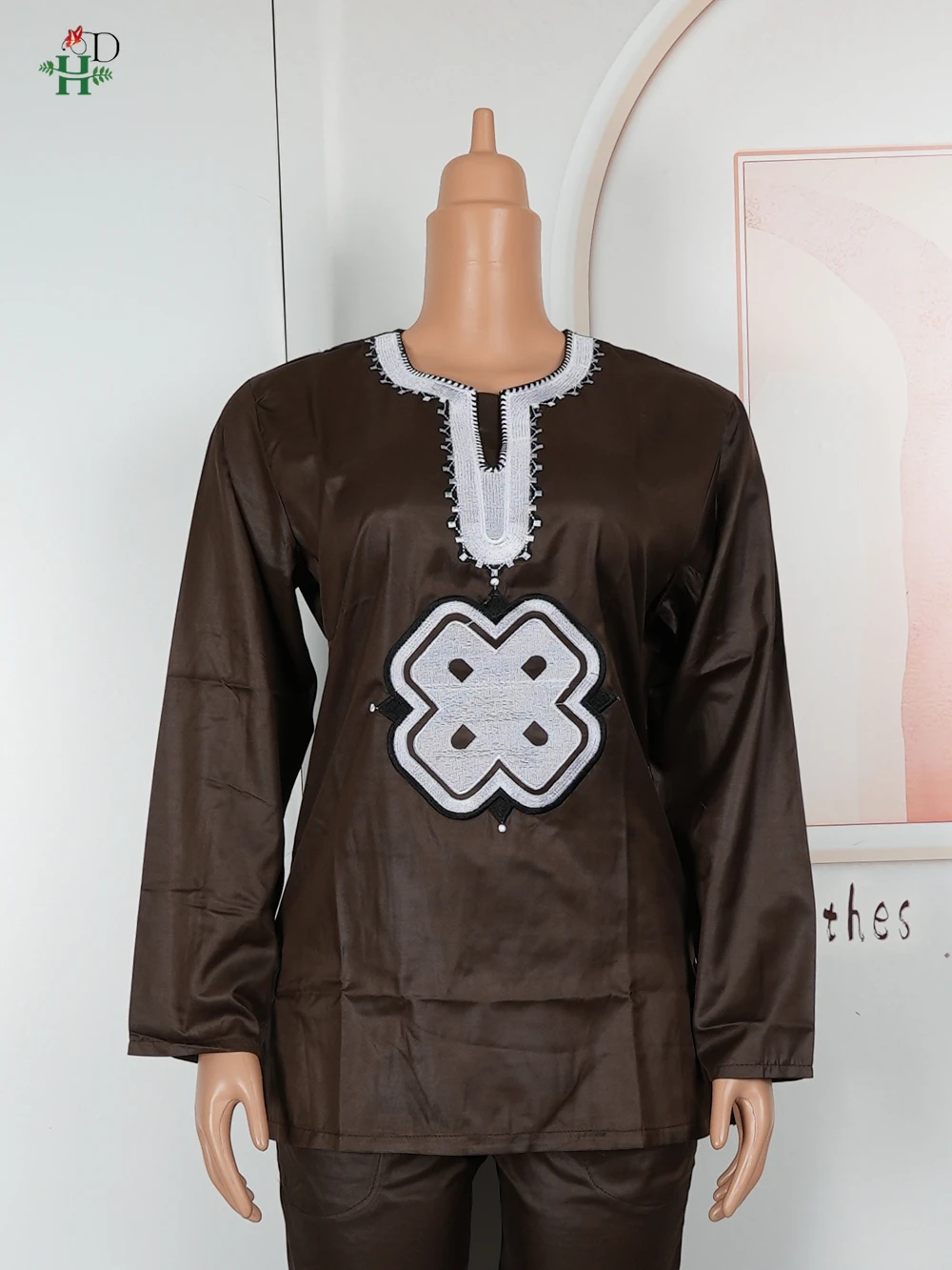 H&D Dashiki Parent Kid Set 2022 African Children Clothing African Women Mother Boy Clothes Embroidery Shirt Pant 2 Piece Suits