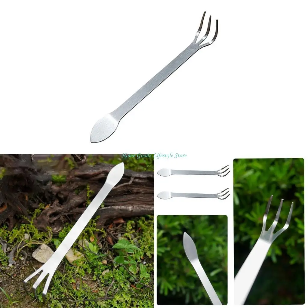 

E74E 1/2Pcs Multifunctional 3 Prong Bonsai Rakes for Soil Loosening and Transplanting