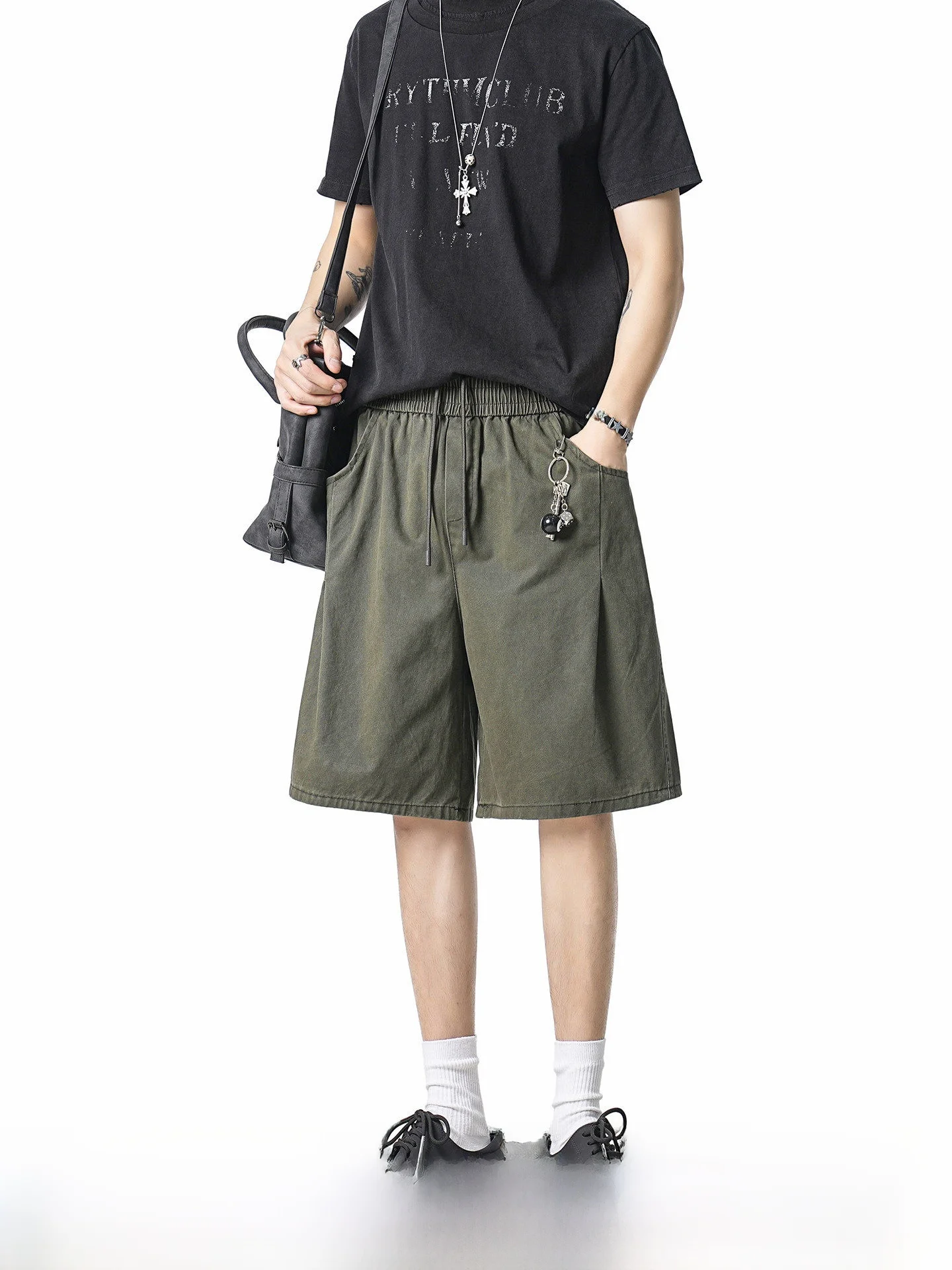 American Washed Workwear Shorts Men Summer New Casual Five-Quarter Pants Loose Fit Straight Leg Cotton Youth Daily Wear