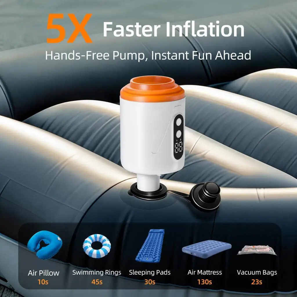 Electric Air Pump with 4 Nozzles Inflation Device Inflate and Deflate Air Pump for Inflatable Mattresses Vacuum Storage Bags