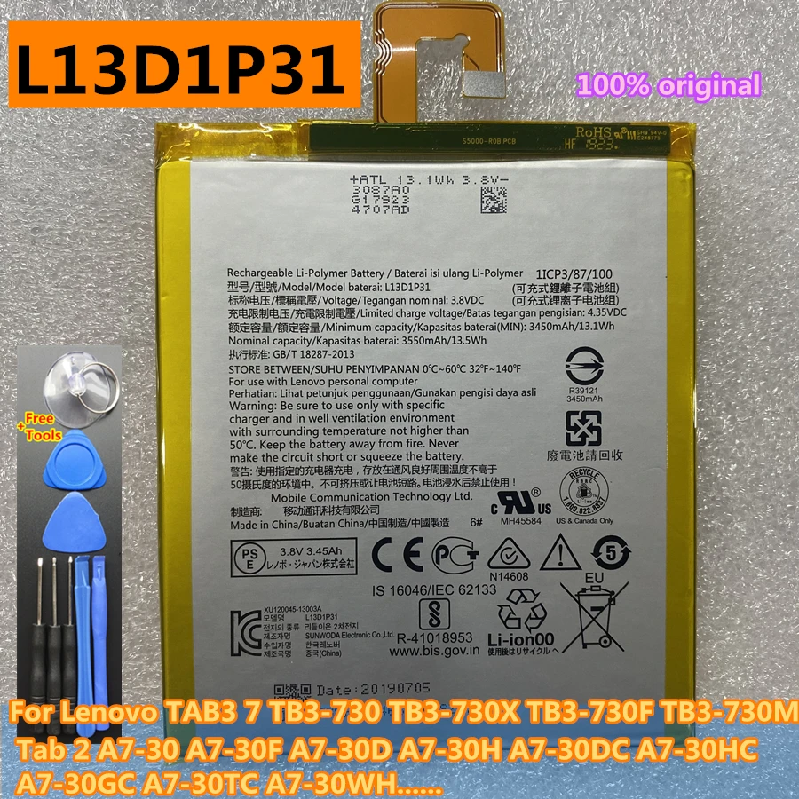 

New L13D1P31 battery for Lenovo TAB 7 Essential TB-7304F TB-7304N TB-7304i TB-7304X TAB3 7 TB3-730 TB3-730X TB3-730F/-730M