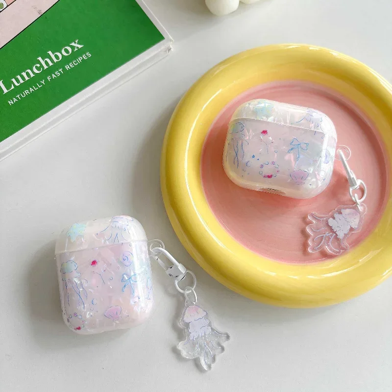 3d Quallen kette Kopfhörer hülle für Airpods 1 2 3 Abdeckung stoßfest für Airpod Pro Pro2nd Ins Korea Fundas