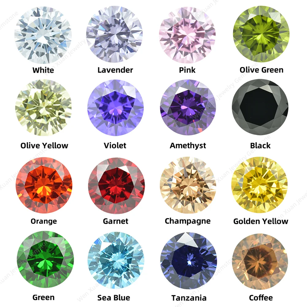 100pcs 0.8～4.0 Round Cut  Multi Various colors loose cubic zirconia bead zircon stone aaaaa For Diy jewelry