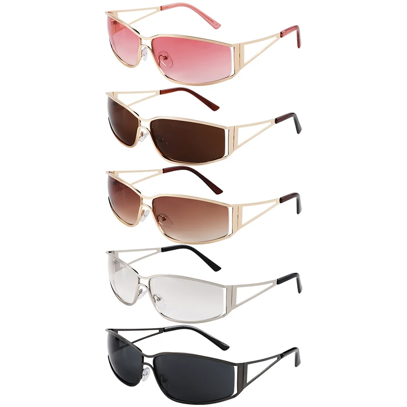 Latest Hollow Out Y2K Sunglasses Women Trendy Gradient 2000\'S Wrap Around Sun Glasses Brand Steampunk Shades Mirror Eyeglasses
