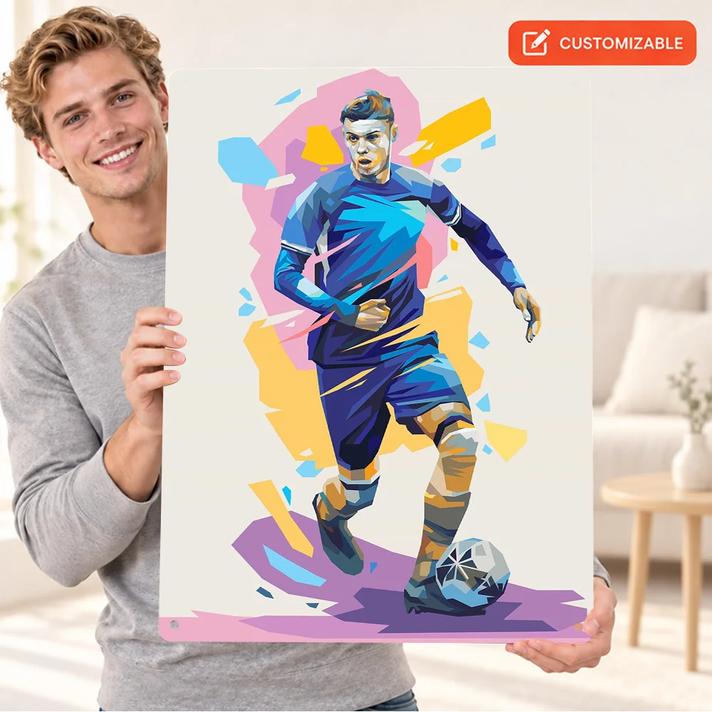 Cole Palmer Football Player Textured Metal Poster Customized Aluminum Sign Contemporary Graphic Style Wall Art For Sports Room
