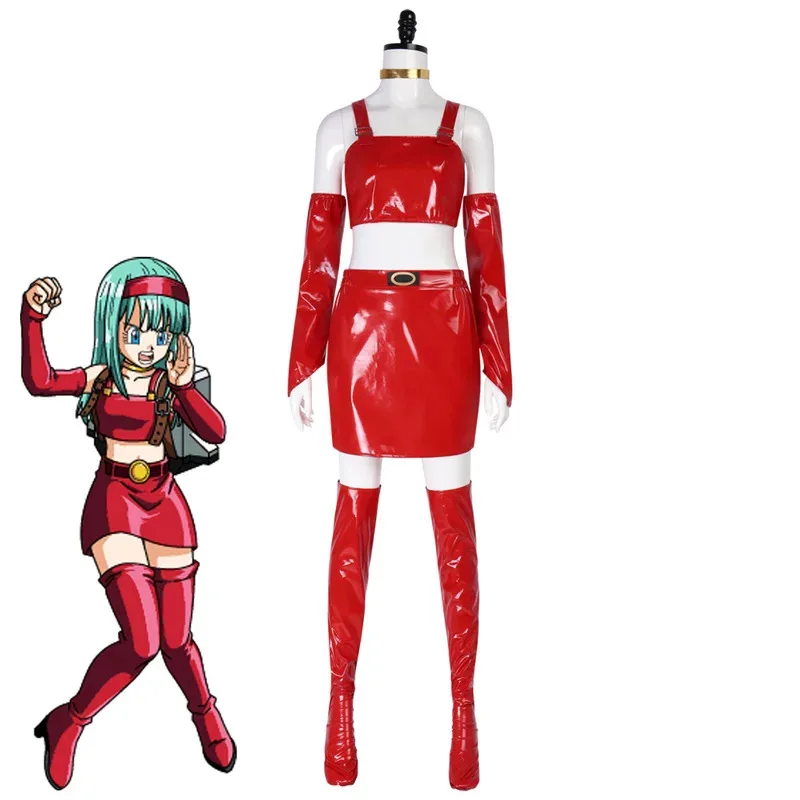 Japanisches Anime-Bulma-Leder-Cosplay-Kleid für Damen für Anime-Ausstellungskostüm-Set