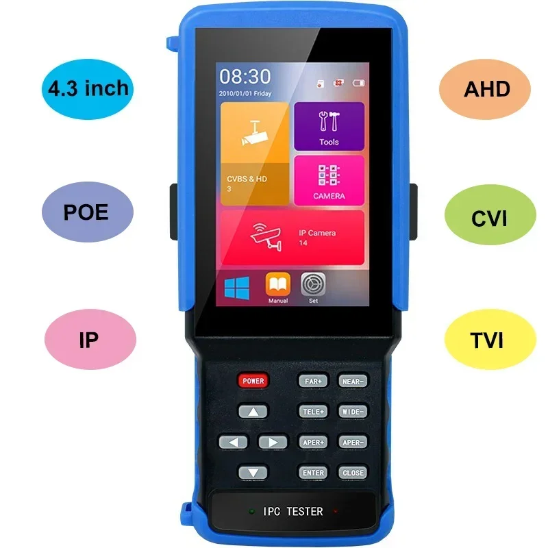 5 In 1 Hd H.265 4k ip 4 Inch WIFI Cctv-Tester Monitor 8mp ahd cvi tvi  Analog CVBS Camera Tester RJ45 TDR ONVIF 12V3A POE48V