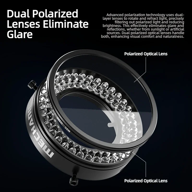 MECHANIC LS720+ Anti-Reflection Microscope Polarized Ring Light Stepless Dimmable 72 LEDs  for PCB Soldering Electronics TOOL