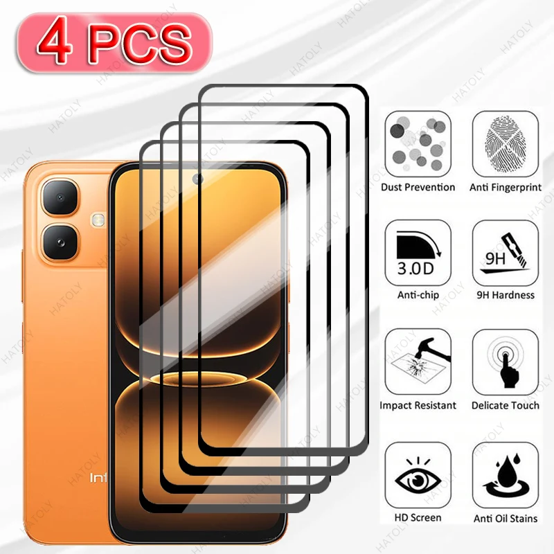 Tempered Glass For Infinix Smart 20 Glass Black Edge Protective Film For Infinix Smart 20 Camera Lens Protector Screen Protector