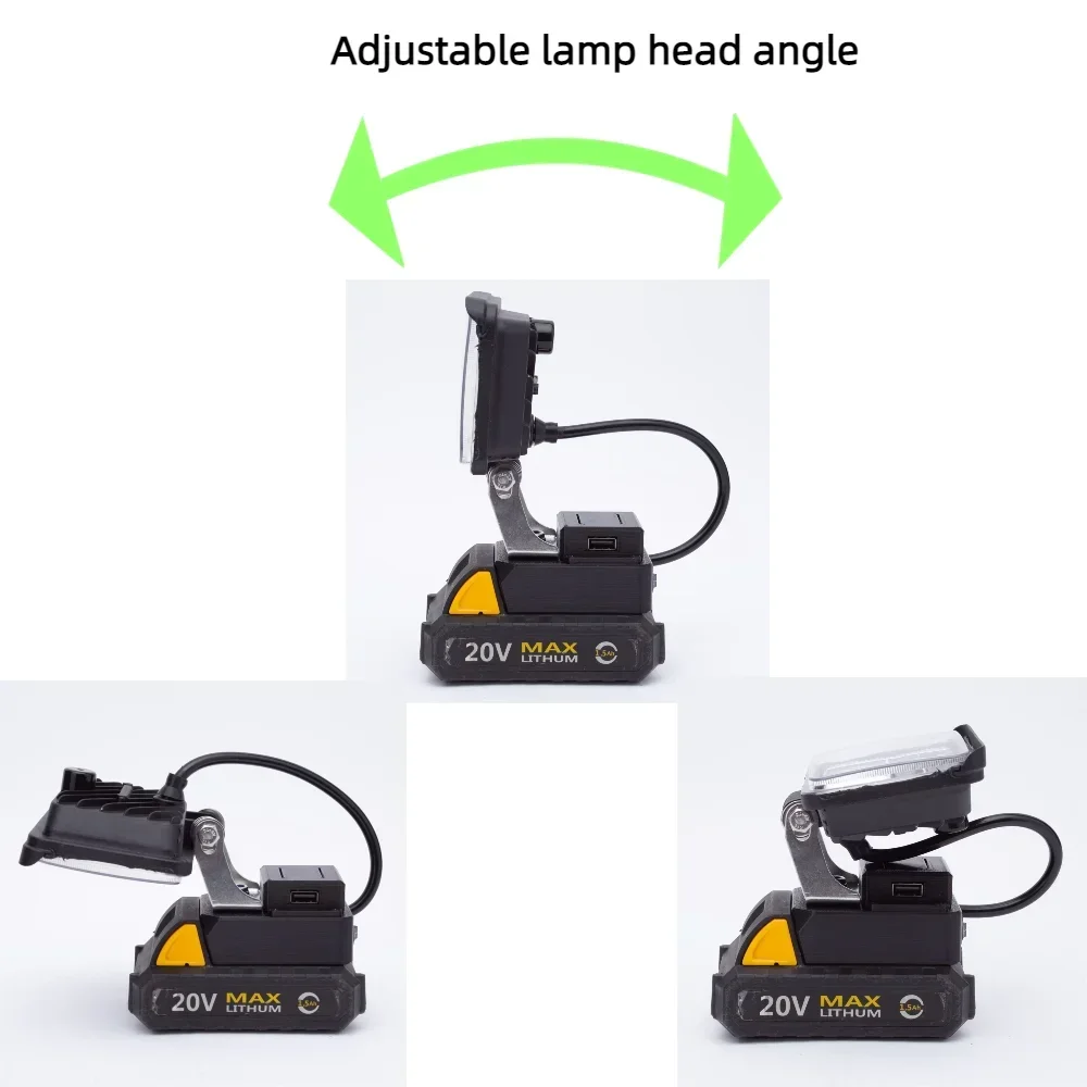 LED-werklamp voor DEKO 20V lithiumbatterij met USB snel opladen draagbare outdoor camping noodverlichting (exclusief batterij)