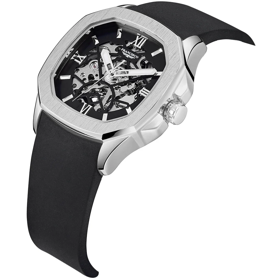 Achetez-en 1, obtenez-en 1 gratuit, montre mécanique de luxe Francisco pour hommes, conception squelette, dos en acier, montre-bracelet automatique étanche