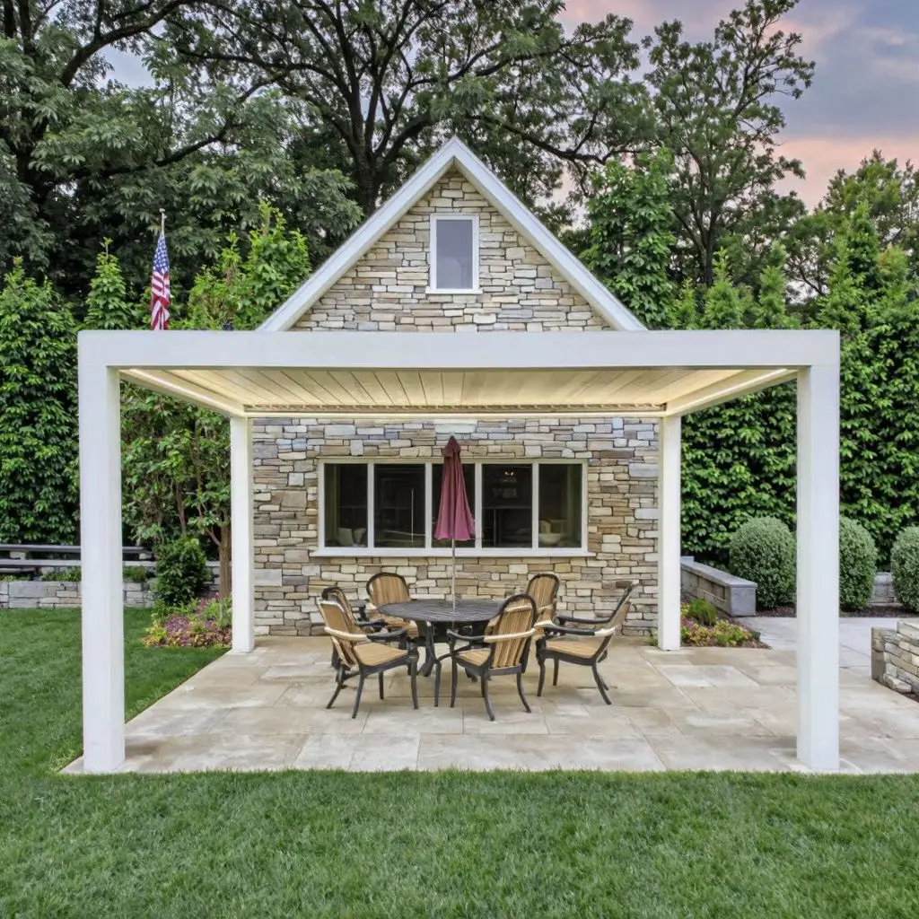 Luxury Aluminum Pergola Gazebo Louvered Roof Canopy Heavy Duty Outdoor Pool Cabana Shelter Waterproof Sunshade Glamping Pavilion
